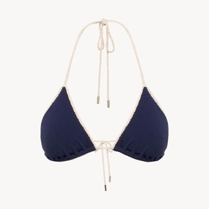 ชุดบิกินี่เซ็กซี่ 3 ชิ้น สีฟ้าลายดอกไม้ ผ้าตาข่าย พร้อมกระโปรงผูกเอว สำหรับผู้หญิง เสื้อทรงสามเหลี่ยมแบบผูกคอ กางเกงจีสตริง เหมาะสำหรับวันพักผ่อนที่ชายหาด - Product Image 5