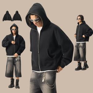 Sudadera con capucha de alta calidad 2026 con cremallera completa, 350 g/m² de algodón polar, oversize para hombre, con cremallera y corte holgado - Product Image 4