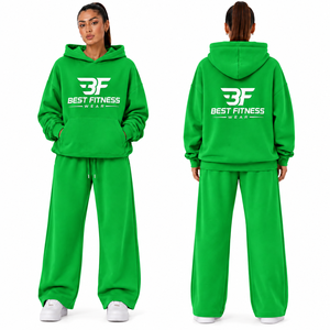 Ensemble de survêtement 2 pièces surdimensionné pour femme, 100 % coton premium, grande taille, streetwear de luxe, tenue d'hiver - Product Image 3