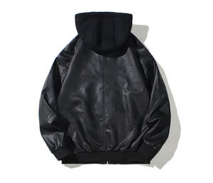 Nueva Chaqueta de Cuero PU con Capucha para Hombre, Chaqueta de Motociclista con Capucha Desmontable, Abrigo Informal, Chaqueta de Motociclista para Hombre, Chaqueta Gruesa de Algodón - Product Image 4