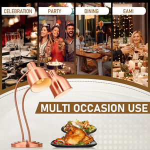 HT 221 Lampada Riscaldante Elettrica per Alimenti a Doppia Testa, Standard USA 110V 500W, in Acciaio Inossidabile Oro Rosa, Scaldavivande da Tavolo con Mantenimento Calore 24 Ore, 60Hz - Product Image 4