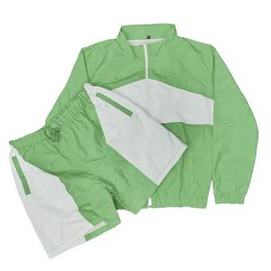 Men Hooded Color Blocking Windbreaker Jacket Shorts <b>Set</b> Quick Dry Polyester Cotton Casual Winter Outfit Customized Colors new - Product Image 1