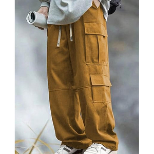 Mens Elastic Waist Canvas Lightweight Hip Hop Casual Straight Leg Sweatpants - Product Image 2