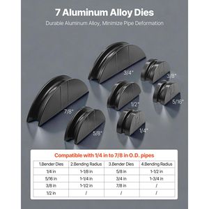 ชุดเครื่องมือดัดท่อไฮดรอลิกขนาด 1/4 7/8 นิ้ว แบบเดินหน้า/ถอยหลัง สำหรับงาน HVAC ชุดเครื่องมือดัดท่ออลูมิเนียม-โลหะทองแดง 7 ขนาด - Product Image 4