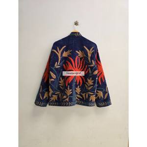 เสื้อแจ็คเก็ตกำมะหยี่ขายส่ง ปักลายต้นปาล์ม สไตล์โบฮีเมียนเก๋ไก๋ มีกระเป๋าข้างสองข้าง เสื้อแจ็คเก็ตลำลองสำหรับผู้หญิง เสื้อคลุมซูซานี - Product Image 6