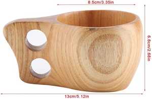 Tasse en bois de forme irrégulière avec poignée à double trou, anti-fuite, compatible lave-vaisselle, écologique, design minimaliste, tasse à thé - Product Image 4