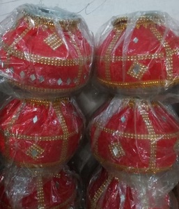 Jago Punjabi เครื่องประดับกระจกลูกปัดกำมะหยี่ขนาด12นิ้วประดับลูกปัดกำมะหยี่มาใหม่สีทองแดง - Product Image 5