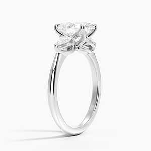 Fleur Three Stone Moissanite Engagement <b>Ring</b> 925 Silver 14K Gold Plated Prong Setting GRA Certified - Product Image 6