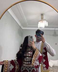 Nouvelle arrivée, robe rouge brodée avec gilet assorti pour couple, robes formelles afghanes vintage - Product Image 2