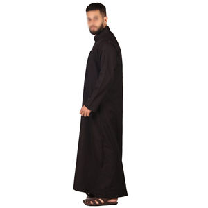 Túnica Saudí Premium para Hombre, Ropa Islámica, Manga Larga, Algodón, Color Negro, Jubba para Venta al por Mayor - Product Image 3
