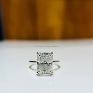 Moissanite Diamond <b>Ring</b> Hidden Halo <b>Ring</b> <b>Emerald</b> Cut Moissanite <b>Emerald</b> Cut Engagement <b>Ring</b> 925 Sterling <b>Silver</b> <b>Ring</b> Moissanite - Product Image 1