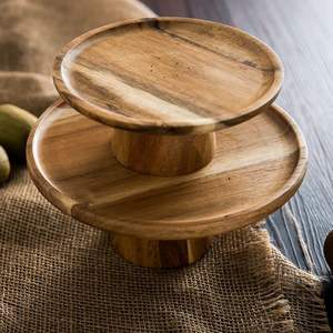 Support à gâteau rond en bois, populaire, durable, écologique, résistant à la chaleur, fait main, compatible lave-vaisselle, pour la maison et la cuisine - Product Image 1