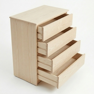 Cómoda Moderna de Madera de Roble Claro con 4 Cajones de Almacenamiento, Panel de Rejilla, Aparador Alto para Dormitorio o Sala de Estar - Product Image 2