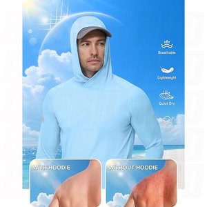 Men UPF 50+ Sun <b>Hoodie</b> <b>UV</b> <b>Protection</b> Long Sleeve Fishing Shirts Rash Guard Lightweight Breathable Quick Dry Moisture Wicking - Product Image 3