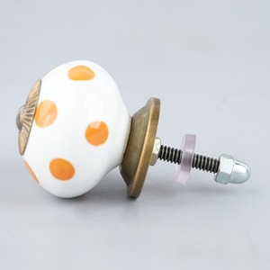 Bouton de meuble en céramique rond, motif pois blanc moutarde, poignée de tiroir de cuisine traditionnelle, bouton de meuble durable pour armoire - Product Image 6