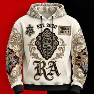 Embroidered Unisex Adult 2 in 1 Hoodie Set Long Sleeve Pullover with Side Pockets Solid Pattern Streetwear - Product Image 5