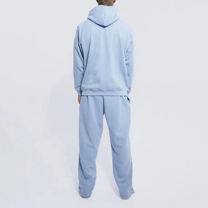 Survêtement bleu clair à capuche pour homme avec logo B brodé, sweat-shirt à manches longues et pantalon assorti, tenue décontractée - Product Image 3