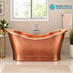 Baignoire ovale autoportante de luxe en cuivre Daystar Trade, faite à la main, pour une immersion profonde, durable, écologique, moderne, avec logo personnalisable - Product Image 1