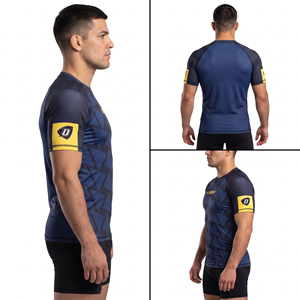 Nouveau T-shirt de compression à manches courtes pour homme, personnalisé, à séchage rapide, 200 GSM, coupe ajustée, pour MMA et grappling - Product Image 1