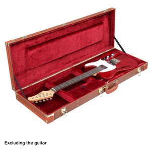 Étui rigide carré en PU marron pour guitare électrique 82303602, compatible avec les guitares électriques ST TL Burning Fire 170 Style - Product Image 4