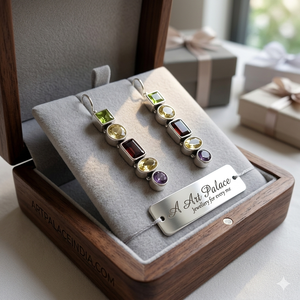 Pendientes Colgantes para Mujer Art Palace, Geométricos, de Aleación Plateada, con Incrustaciones de Gemas Multicolores, Estilo Bohemia, para Fiesta - Product Image 1