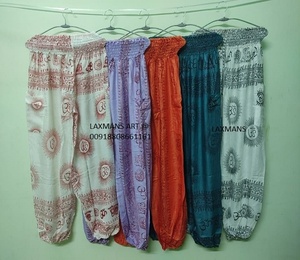 Pyjama imprimé rayonne Om pour dames de l'inde pantalon imprimé rayonne om pyjama imprimé bohème imprimé pyjamas symboles Om - Product Image 1