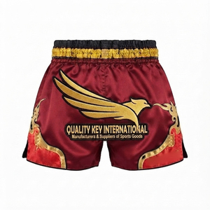 Quality Key International Mixed Martial Arts Shorts Men's Brown Gold <b>Dragon</b> Print Heat Transfer Polyester Wear - Product Image 4