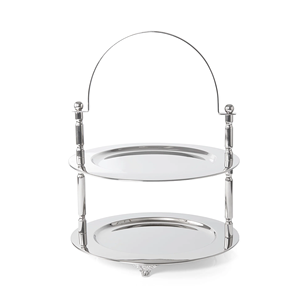 Stainless Steel Two-Tier Cake Stand Round Reusable Serving Tray Display Rack - Product Image 2