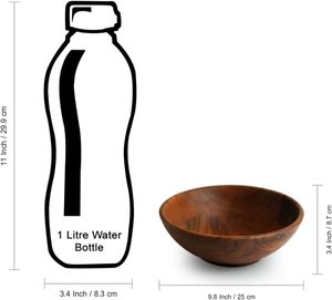 Bol à salade en bois d'acacia durable, fait main, brun foncé, 1200 ml, ustensile de cuisine multi-usage, vente en gros et export. - Product Image 6