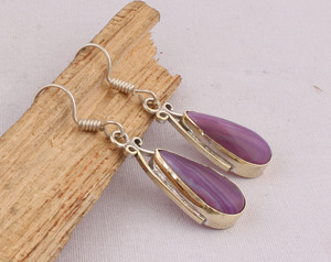 Wholesale Natural Charoite <b>Earrings</b> 925 Sterling <b>Silver</b> Vintage Style Jewelry Supplier Luxury Purple Gemstone <b>Drop</b> <b>Earrings</b> - Product Image 4