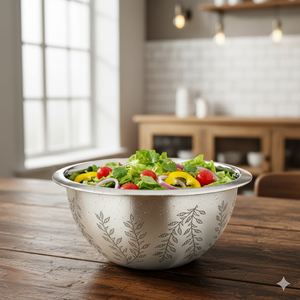 Bols ronds en métal bol de mélange de salade de légumes de cuisine bol de mélange profond conception de gravure en acier inoxydable - Product Image 1