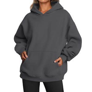 Women's Oversized Hoodie <b>Drop</b> Shoulder Pullover Sweatshirt with Heavyweight Cotton Blend Fabric for Casual Streetwear - Product Image 5
