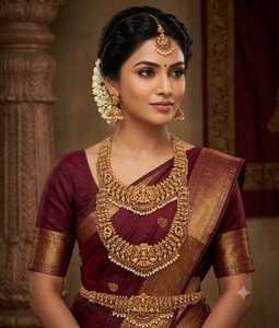 Conjunto de Collar Largo Tradicional del Sur de la India para Novia, Chapado en Oro, con Pendientes de Perlas Kundan de Alta Calidad, Estilo Vintage - Product Image 6