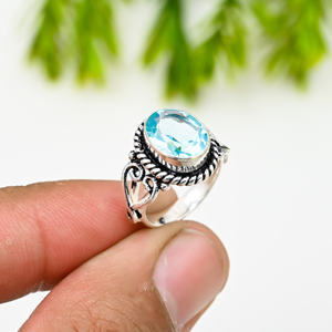 Bague en topaze bleue, argent 925, bijoux de luxe pour les occasions spéciales - Product Image 4