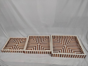 Bandeja de Servicio Cuadrada de MDF Ecológica con Incrustaciones de Hueso Gris con Diseño Marroquí Hecho a Mano de Primera Calidad - Product Image 5