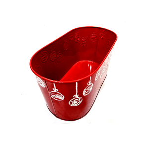 Red Oval Metal Beverage Tub Industrial Design Durable Oval <b>Bucket</b> for Organizing - Product Image 6