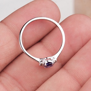 Anillo de Plata de Ley 925 con Tanzanita Ovalada Natural y Circonita Cúbica, Joyería Fina, Memoria Jewels, Venta al Por Mayor - Product Image 5