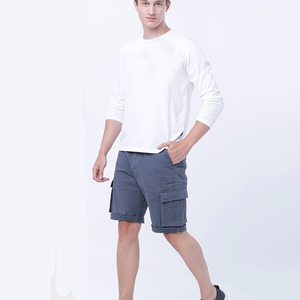 <b>Men's</b> Solid Color Cargo <b>Shorts</b> With Multiple Pockets Mid Waist <b>Bermuda</b> Length Casual Style Canvas Fabric - Product Image 4