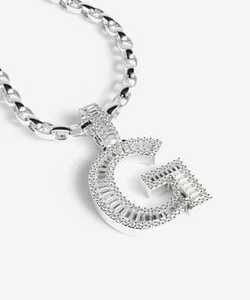 Colgante de Lujo con Letra G de Moissanita, Corte Baguette, Engaste en Canal, Plata 925 con Baño de Rodio, Unisex, para Uso Diario - Product Image 1