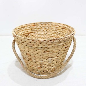 Water Hyacinth Woven <b>Flower</b> Pot <b>Basket</b> Natural Planter Cover with Rope Handle <b>for</b> Home Garden Decor - Product Image 1