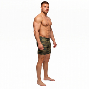 Shorts de compression camouflage OEM pour hommes, taille basse élastique, shorts de yoga, vêtements de sport, collants courts tricotés, shorts d'entraînement ajustés pour hommes - Product Image 3