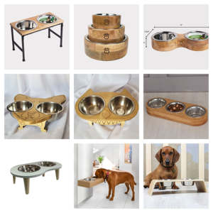 Soporte de bambú sólido elevado al por mayor para alimentación de perros y gatos, cuenco de cerámica para perros, cuencos elevados, comedero para mascotas - Product Image 5