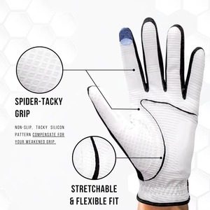 Support de compression pour les articulations du poignet, ajustement flexible et confortable, avec cuir synthétique de qualité supérieure, gants de golf blancs pour adultes, toutes saisons - Product Image 5
