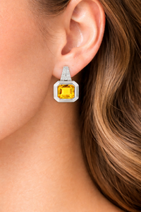 Citrine Square <b>Stud</b> 925 Sterling <b>Silver</b> Elegant Dainty Minimalist November Birthstone Earrings For Her - Product Image 5
