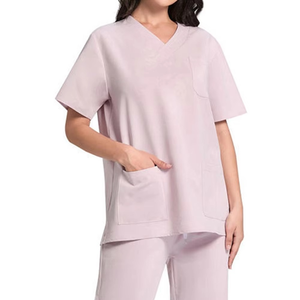 Women <b>Doctor</b> Hospital Scrub <b>Sets</b> Woven Fabric Seamless Fusing Needle Detection Modern Zip Design Wide Leg Pants Easy Movement - Product Image 6