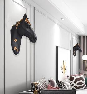 <b>Black</b> Metal Horse Head Wall Art with Gold Floral Design Glam Home Decoration <b>Large</b> 33-40 Inch Handmade - Product Image 3