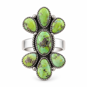 Palomino <b>Silver</b> Plated <b>Ring</b> Pear Stone Cluster <b>Ring</b> Handmade Western <b>Boho</b> Style Statement Gemstone Jewelry Adjustable <b>Ring</b> - Product Image 4