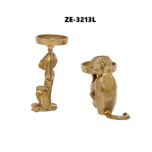 Juego de Faroles de Mono en Tono Dorado, Decoración Navideña para el Hogar, Hechos a Mano en Metal, 6.5 y 5 Pulgadas de Altura - Product Image 2