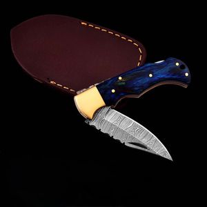 Damascus Steel Folding Knife Professional Outdoor <b>Small</b> Folding Pocket Knife Wholesale New Design Outdoor Camping Knife - Product Image 2