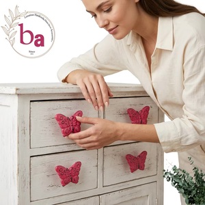 Pomo de Mueble de Hierro Fundido con Diseño Moderno de Mariposa Rosa para Baño, Armario, Cajón, Ecológico - Product Image 2